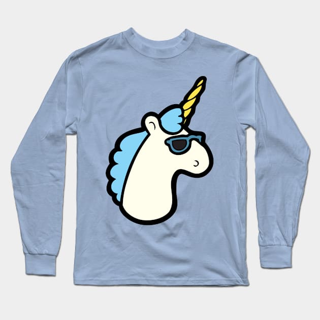 Blue Unicorn Long Sleeve T-Shirt by evannave